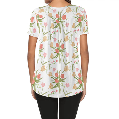 DAZ Premium Women's Short Sleeve Round Neck Loose Blouse