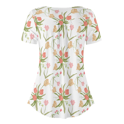 DAZ Premium Women's Short Sleeve Round Neck Loose Blouse