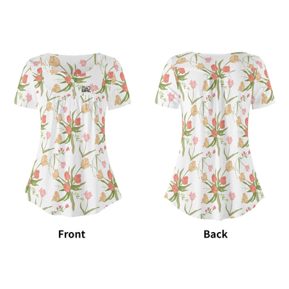 DAZ Premium Women's Short Sleeve Round Neck Loose Blouse