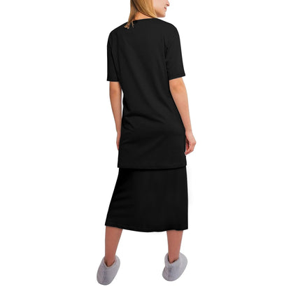 Conjunto de dos piezas de camiseta de manga corta DAZ y falda midi DAZ de gran tamaño y peso ligero para mujer