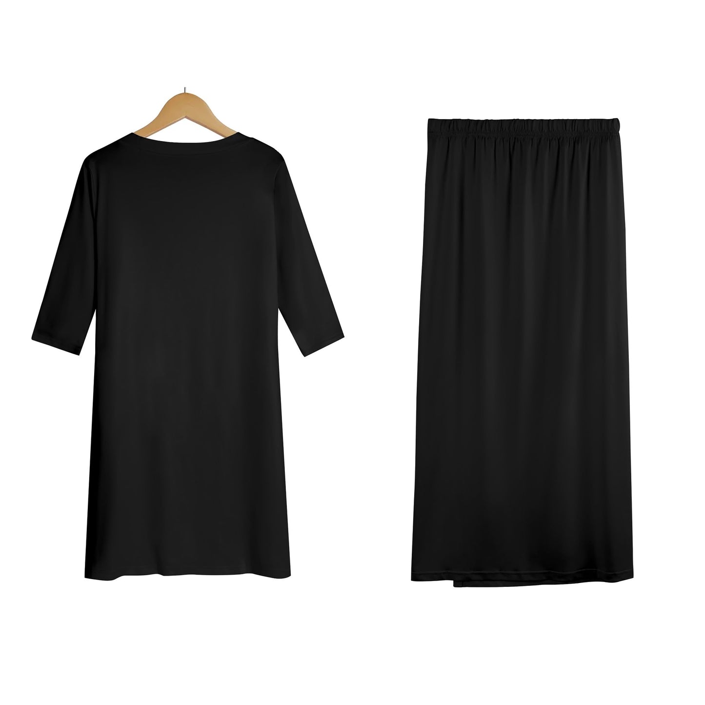 Conjunto de dos piezas de camiseta de manga corta DAZ y falda midi DAZ de gran tamaño y peso ligero para mujer