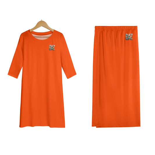 Conjunto DAZMOND: Camiseta Oversize y Falda Midi (Dos Piezas)
