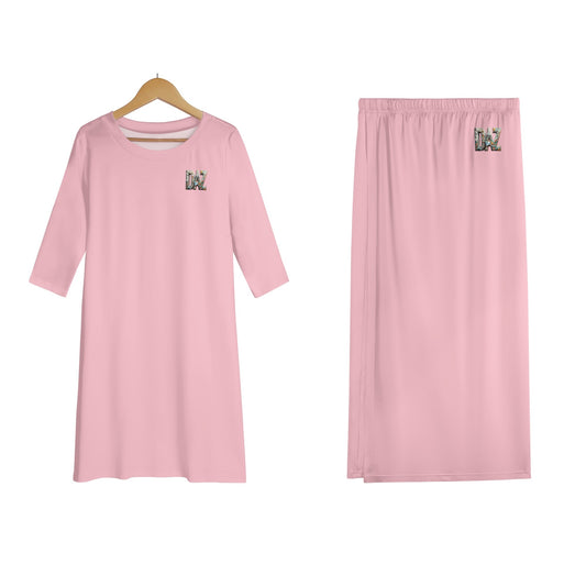 Conjunto DAZMOND: Camiseta Oversize y Falda Midi (Dos Piezas)