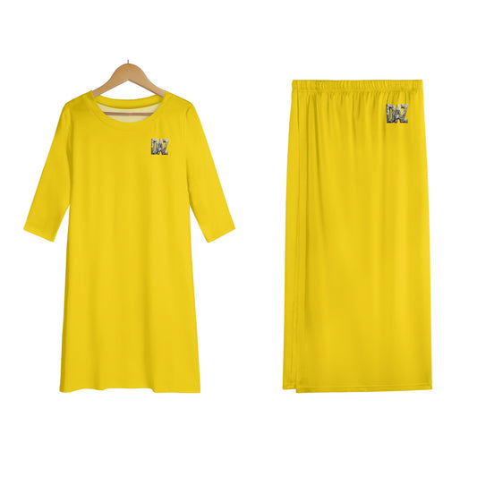 Conjunto DAZMOND: Camiseta Oversize y Falda Midi (Dos Piezas)