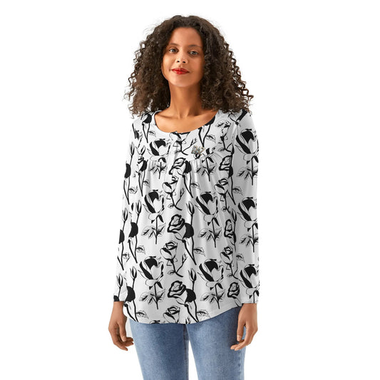 Blusa casual DAZ Premium con cuello babydoll para mujer