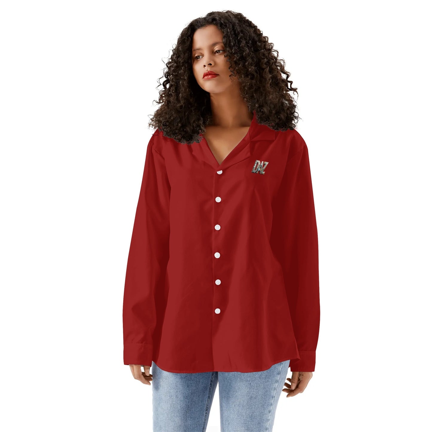 Camisa informal DAZ Luxury de manga larga con botones para mujer