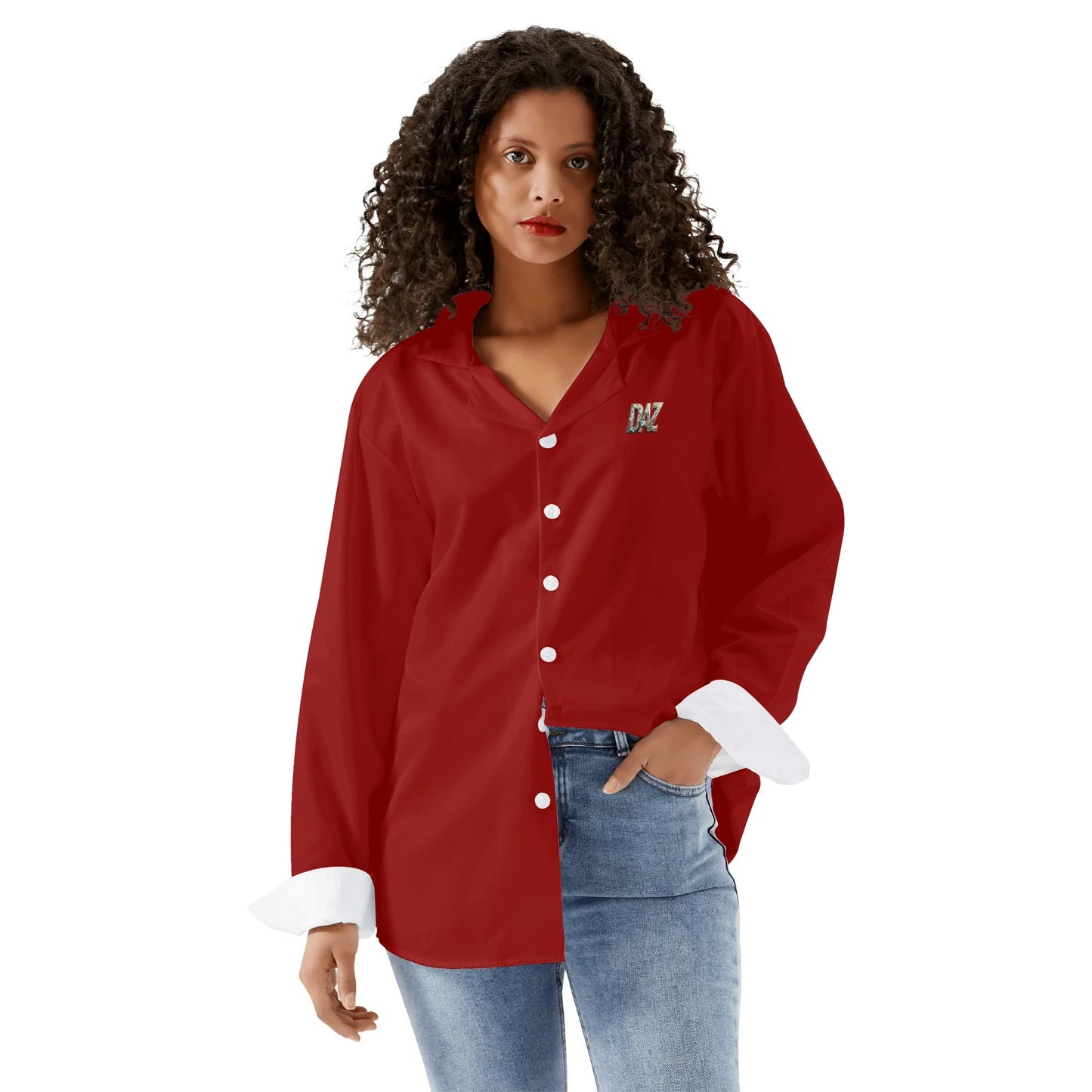 Camisa informal DAZ Luxury de manga larga con botones para mujer