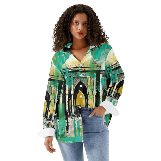 Camisa informal DAZ Luxury de manga larga con botones para mujer