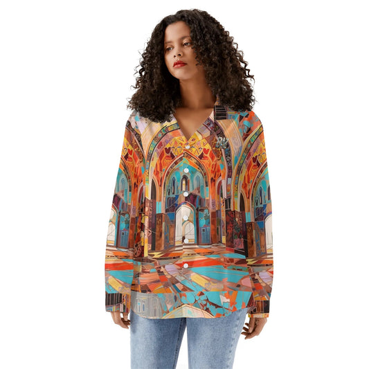 Camisa informal DAZ Luxury de manga larga con botones para mujer