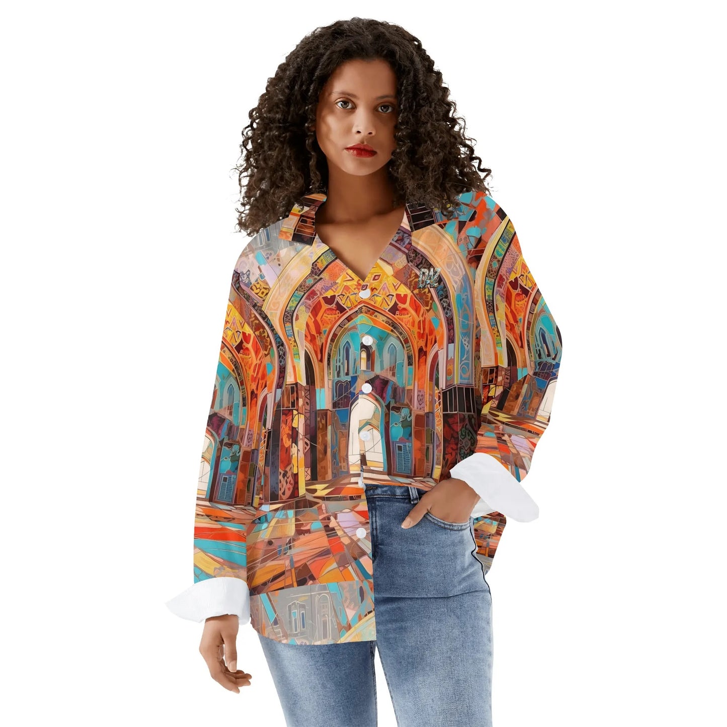 Camisa informal DAZ Luxury de manga larga con botones para mujer