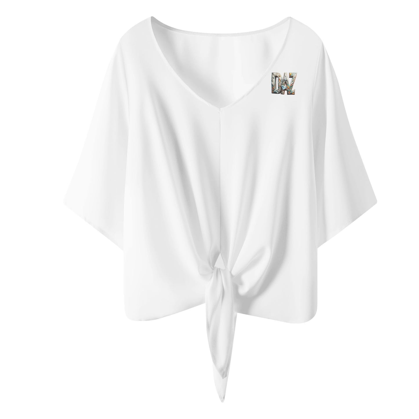 Blusa de gasa DAZ Premium con nudo delantero y escote en V para mujer