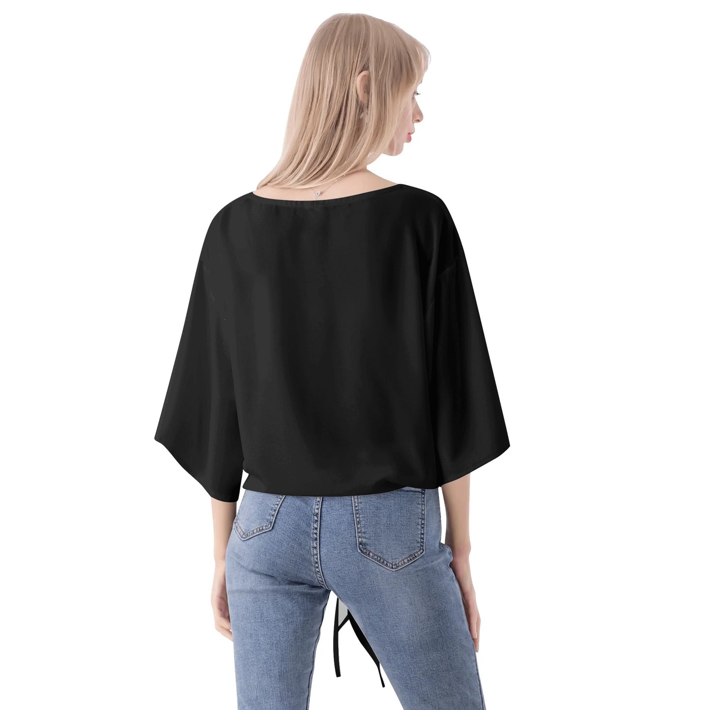 Blusa de gasa DAZ Premium con nudo delantero y escote en V para mujer