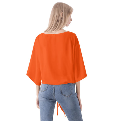 Blusa de gasa DAZ Premium con nudo delantero y escote en V para mujer