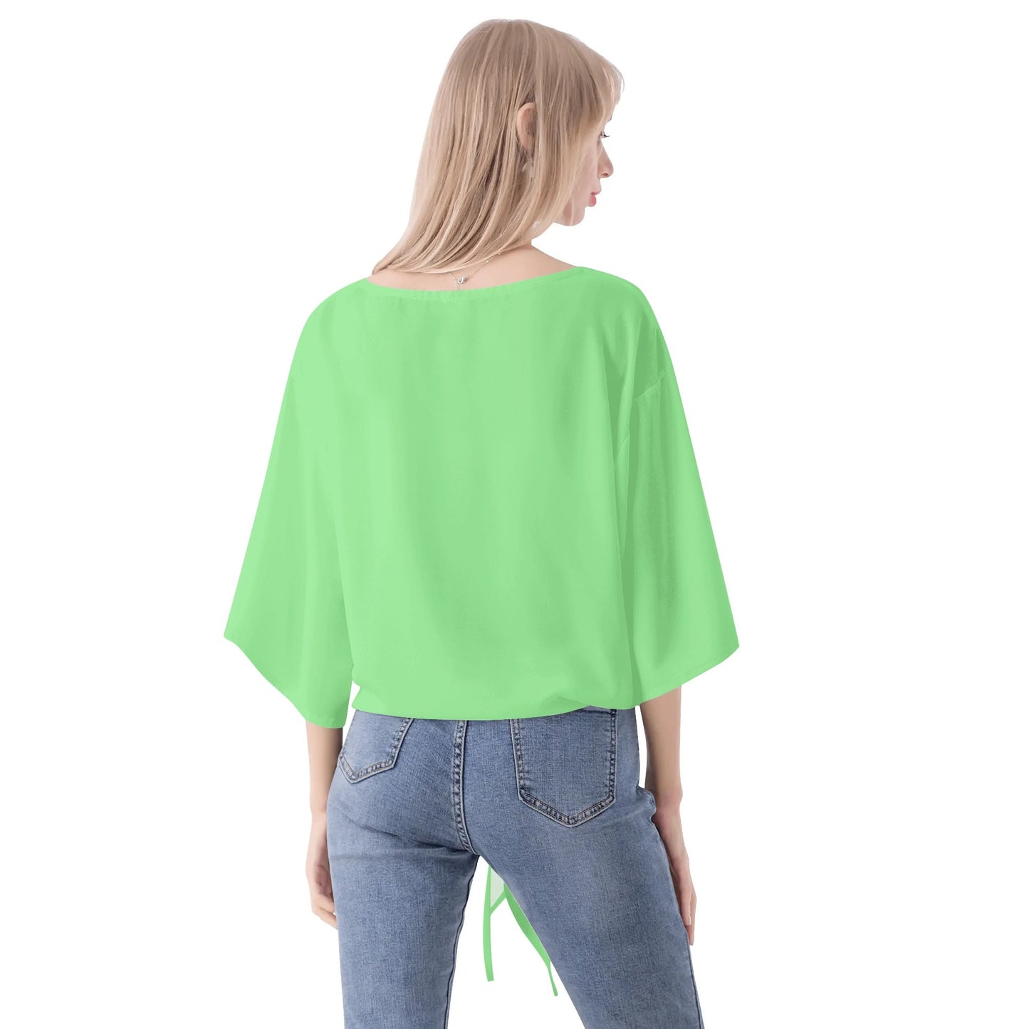 Blusa de gasa DAZ Premium con nudo delantero y escote en V para mujer