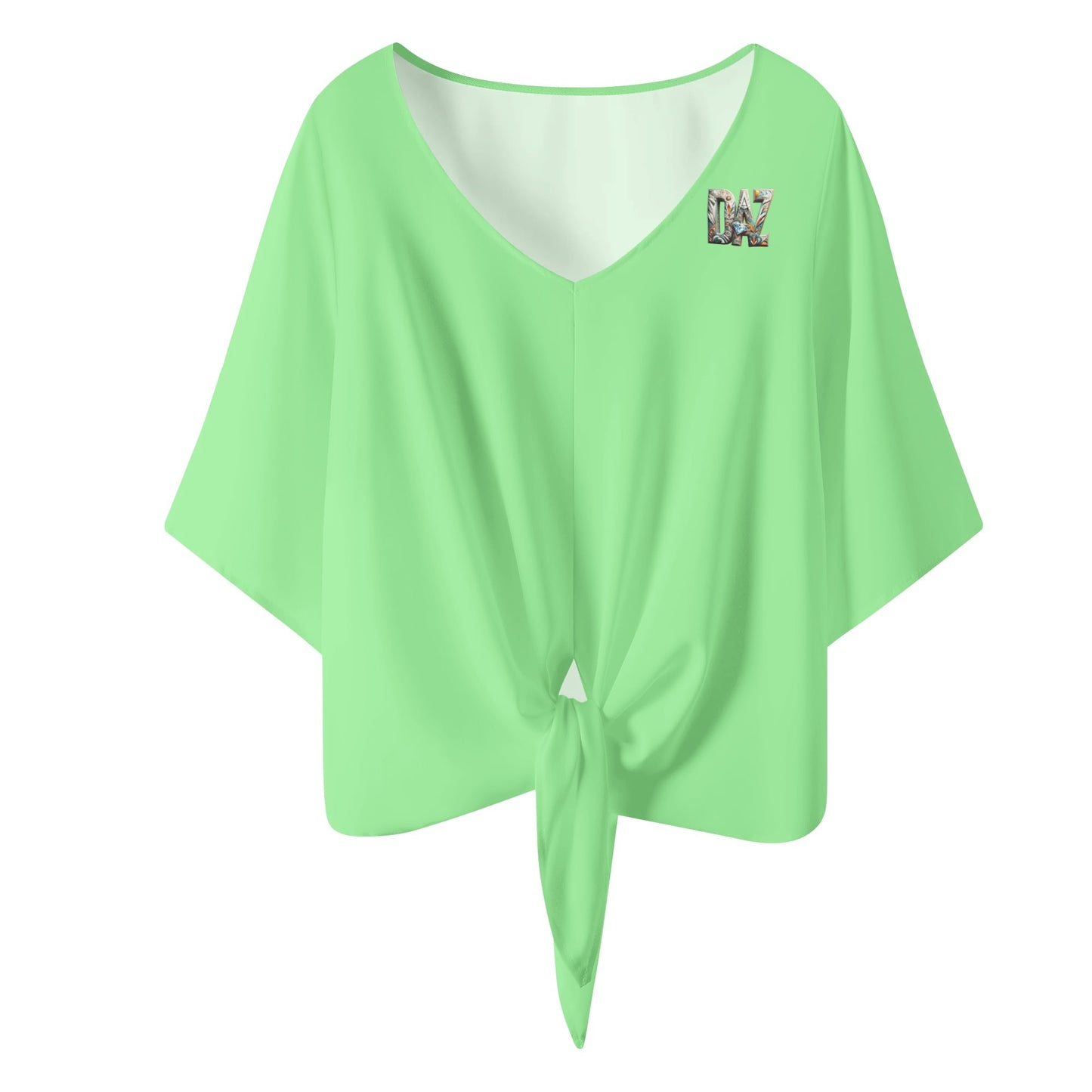 Blusa de gasa DAZ Premium con nudo delantero y escote en V para mujer