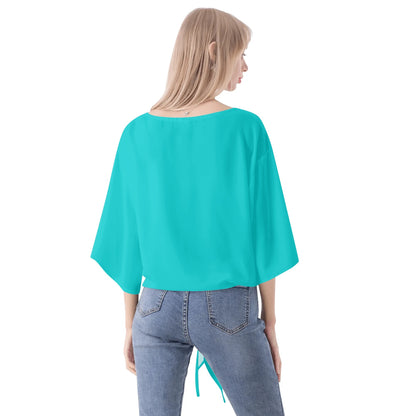 Blusa de gasa DAZ Premium con nudo delantero y escote en V para mujer