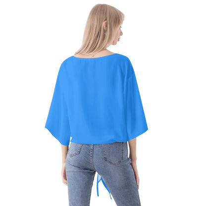 Blusa de gasa DAZ Premium con nudo delantero y escote en V para mujer