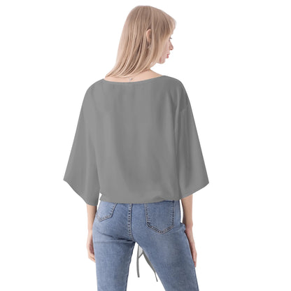Blusa de gasa DAZ Premium con nudo delantero y escote en V para mujer