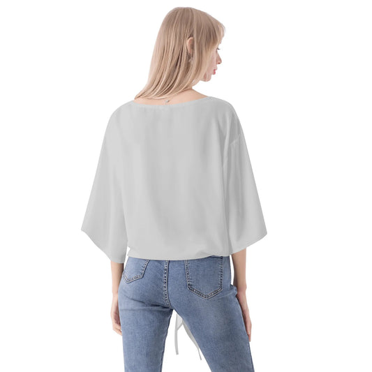 Blusa de gasa DAZ Premium con nudo delantero y escote en V para mujer