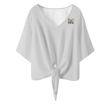Blusa de gasa DAZ Premium con nudo delantero y escote en V para mujer