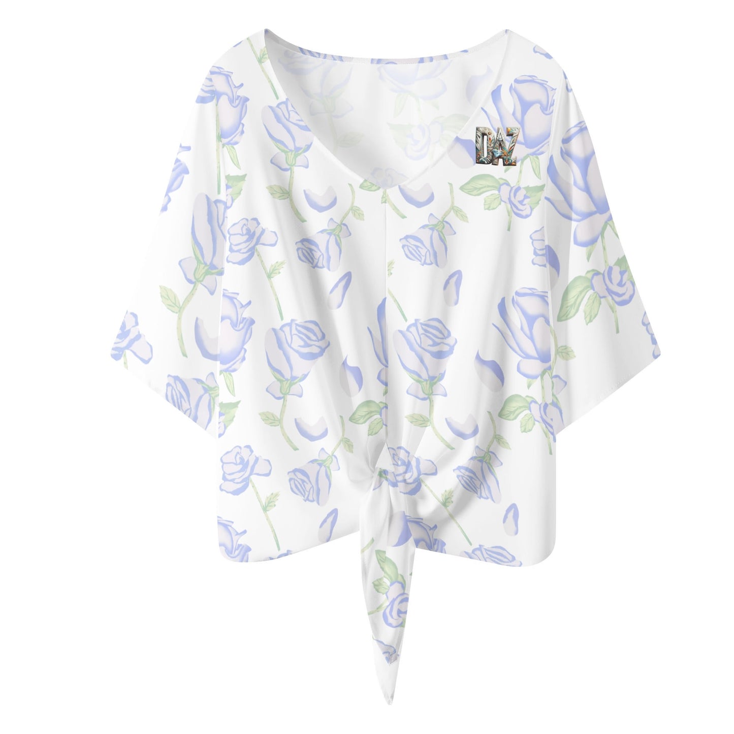 DAZ Premium Chiffon Blouse with Front Knot and V Neckline for Women