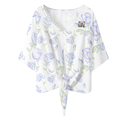 DAZ Premium Chiffon Blouse with Front Knot and V Neckline for Women