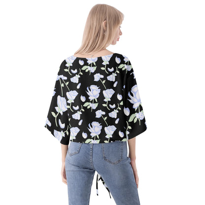 Blusa de gasa DAZ Premium con nudo delantero y escote en V para mujer