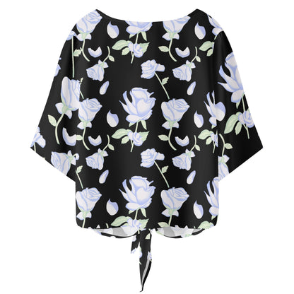 Blusa de gasa DAZ Premium con nudo delantero y escote en V para mujer