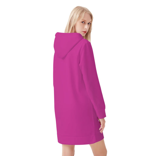 Vestido DAZ con capucha y estampado integral de terciopelo cálido para mujer