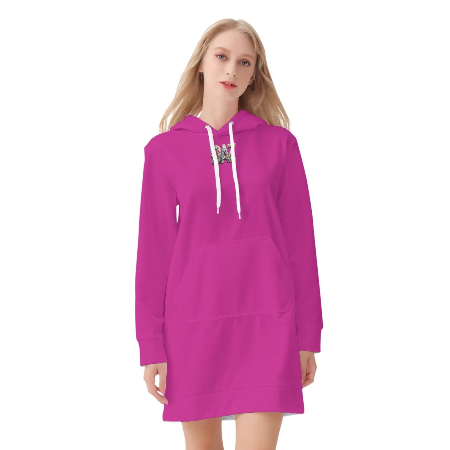 Vestido DAZ con capucha y estampado integral de terciopelo cálido para mujer