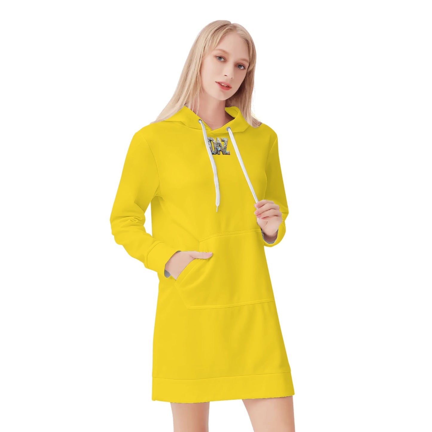 Vestido DAZ con capucha y estampado integral de terciopelo cálido para mujer