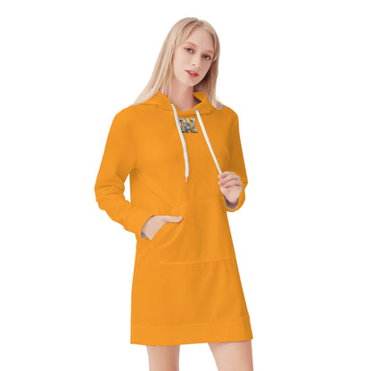 Vestido DAZ con capucha y estampado integral de terciopelo cálido para mujer