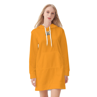 Vestido DAZ con capucha y estampado integral de terciopelo cálido para mujer