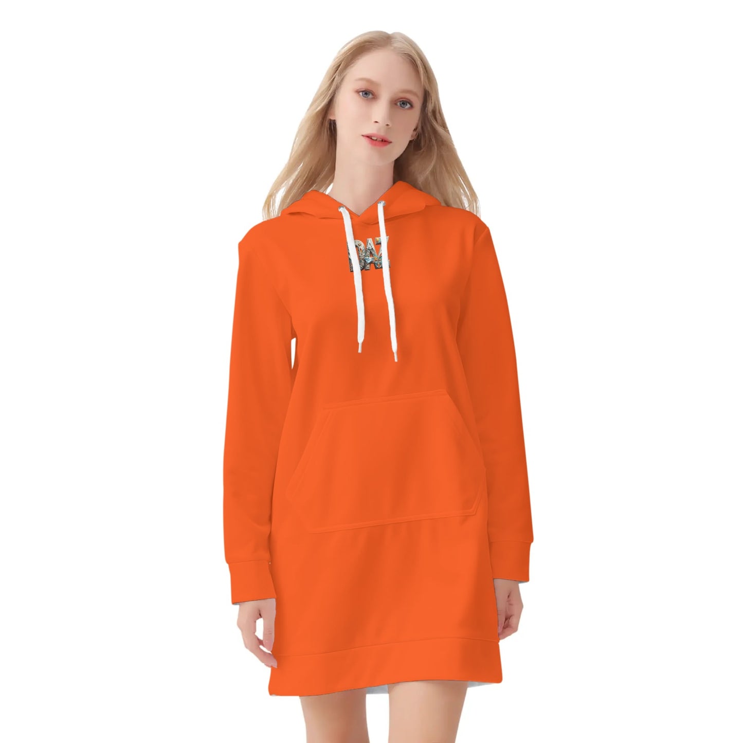 Vestido DAZ con capucha y estampado integral de terciopelo cálido para mujer
