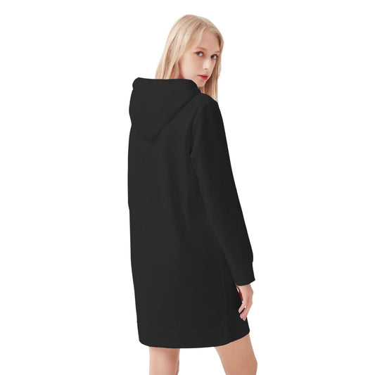 Vestido DAZ con capucha y estampado integral de terciopelo cálido para mujer