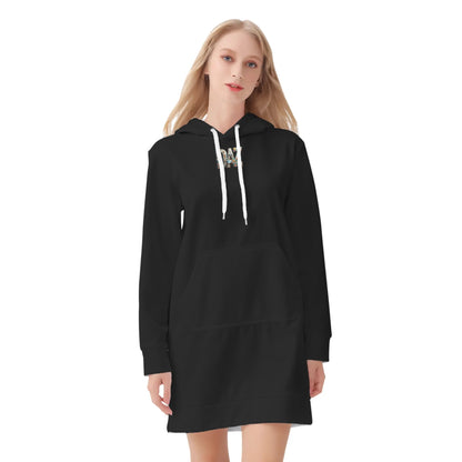 Vestido DAZ con capucha y estampado integral de terciopelo cálido para mujer