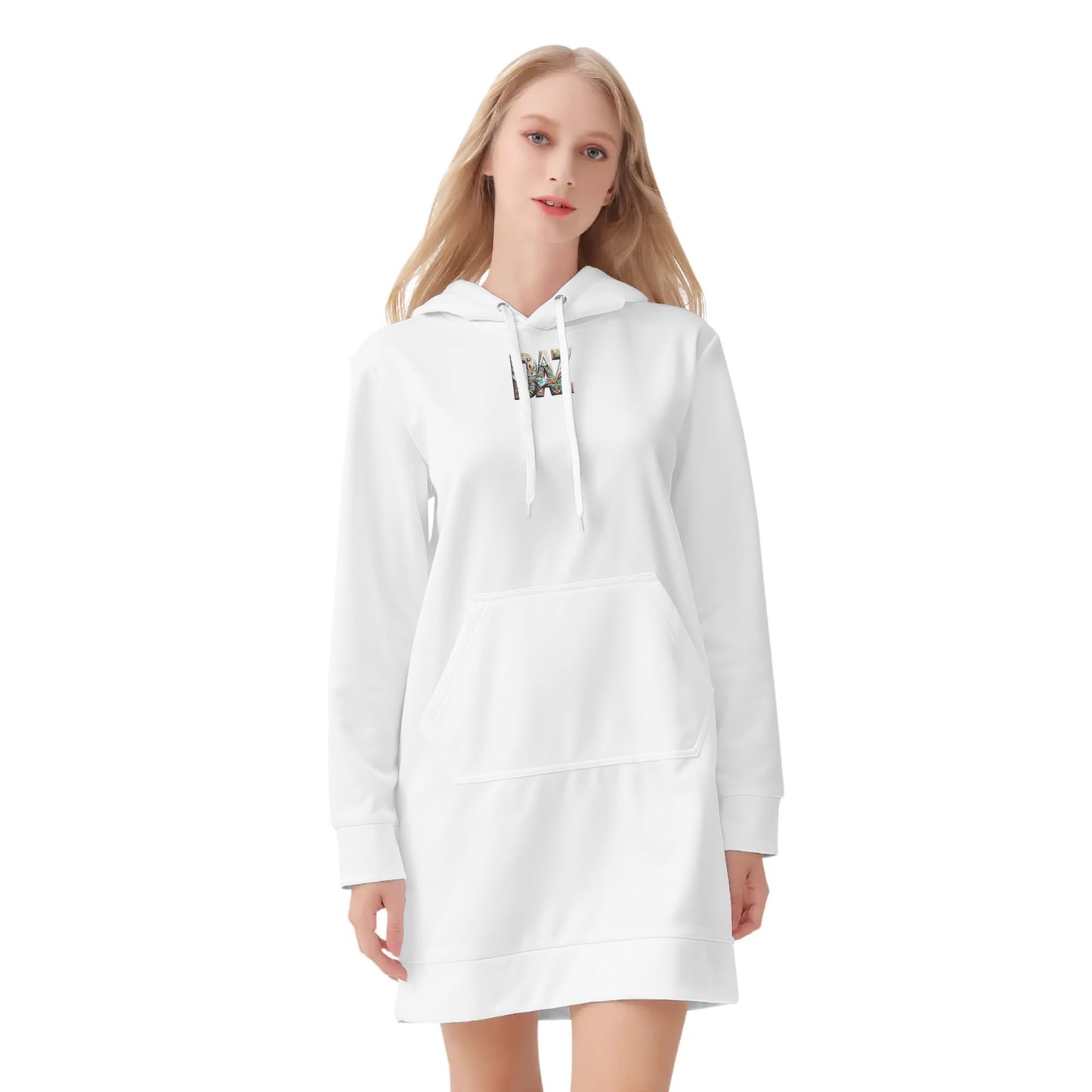 Vestido DAZ con capucha y estampado integral de terciopelo cálido para mujer