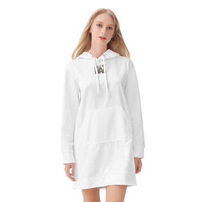 Vestido DAZ con capucha y estampado integral de terciopelo cálido para mujer
