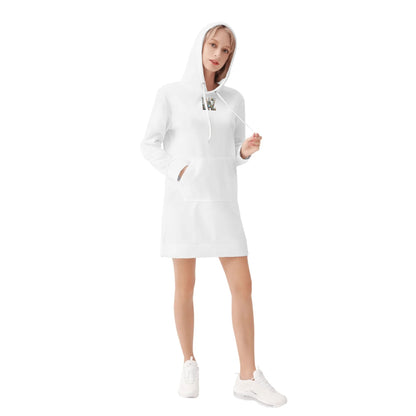 Vestido DAZ con capucha y estampado integral de terciopelo cálido para mujer
