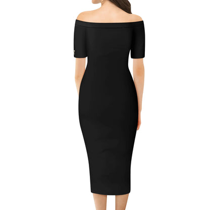 Vestido cruzado elegante DAZ Luxury de manga corta con hombros descubiertos para mujer