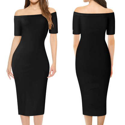 Vestido cruzado elegante DAZ Luxury de manga corta con hombros descubiertos para mujer
