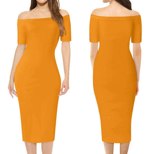 Vestido cruzado elegante DAZ Luxury de manga corta con hombros descubiertos para mujer