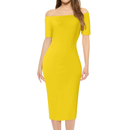 Vestido cruzado elegante DAZ Luxury de manga corta con hombros descubiertos para mujer