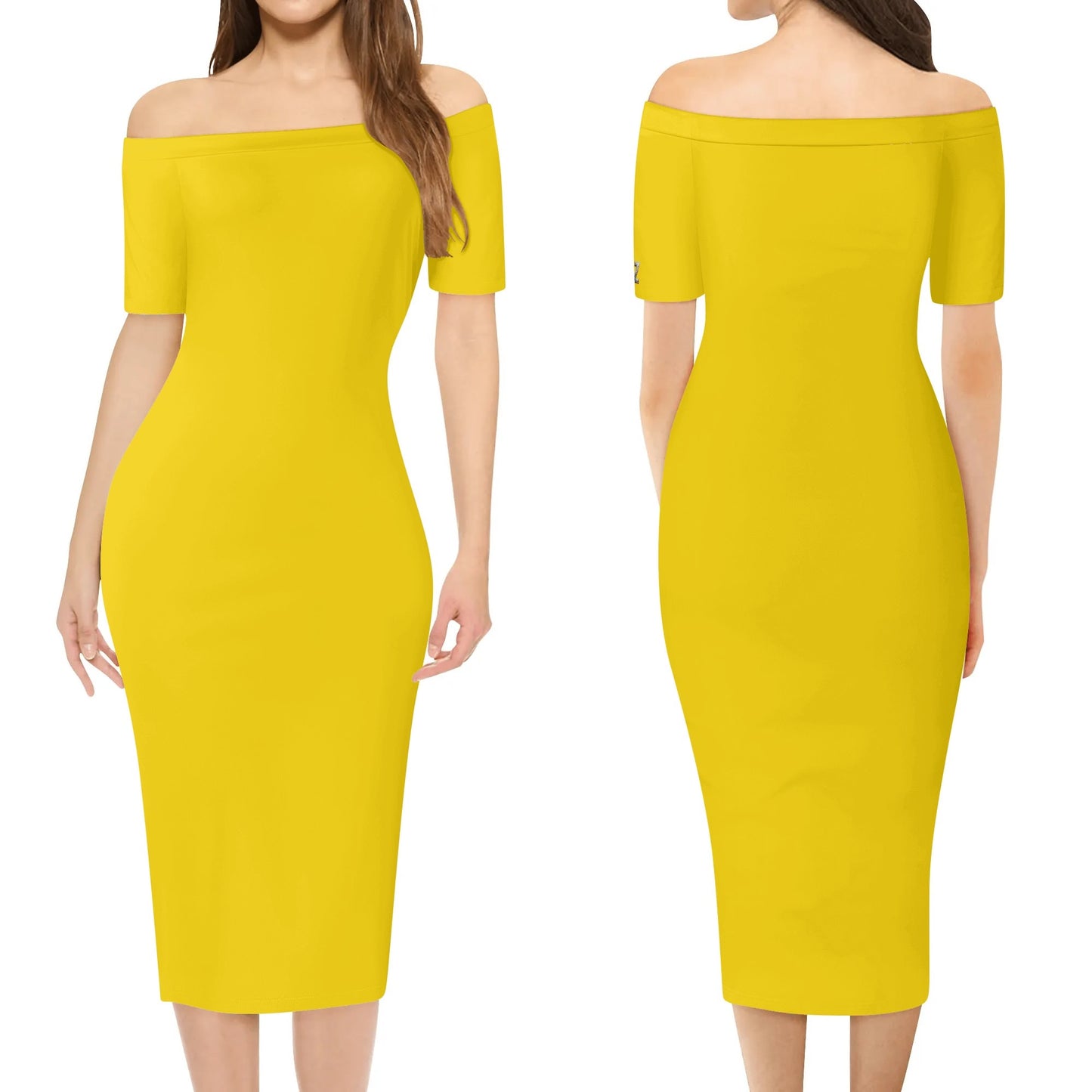 Vestido cruzado elegante DAZ Luxury de manga corta con hombros descubiertos para mujer