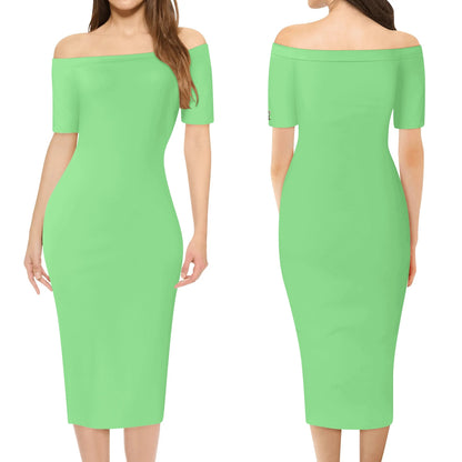 Vestido cruzado elegante DAZ Luxury de manga corta con hombros descubiertos para mujer