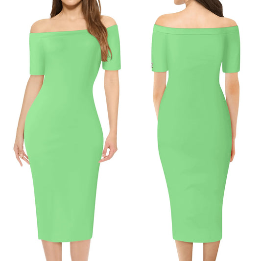 Vestido cruzado elegante DAZ Luxury de manga corta con hombros descubiertos para mujer