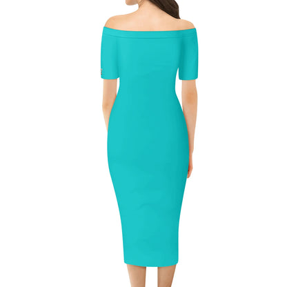 Vestido cruzado elegante DAZ Luxury de manga corta con hombros descubiertos para mujer