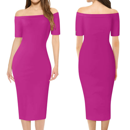 Vestido cruzado elegante DAZ Luxury de manga corta con hombros descubiertos para mujer