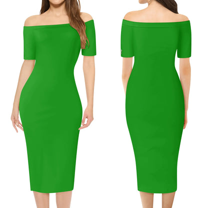 Vestido cruzado elegante DAZ Luxury de manga corta con hombros descubiertos para mujer