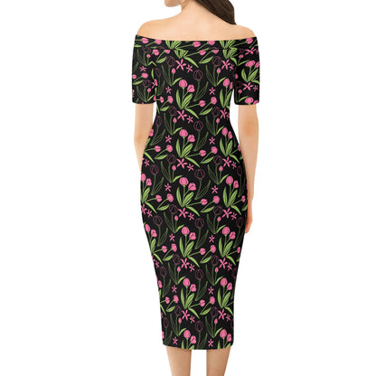 Vestido cruzado elegante DAZ Luxury de manga corta con hombros descubiertos para mujer
